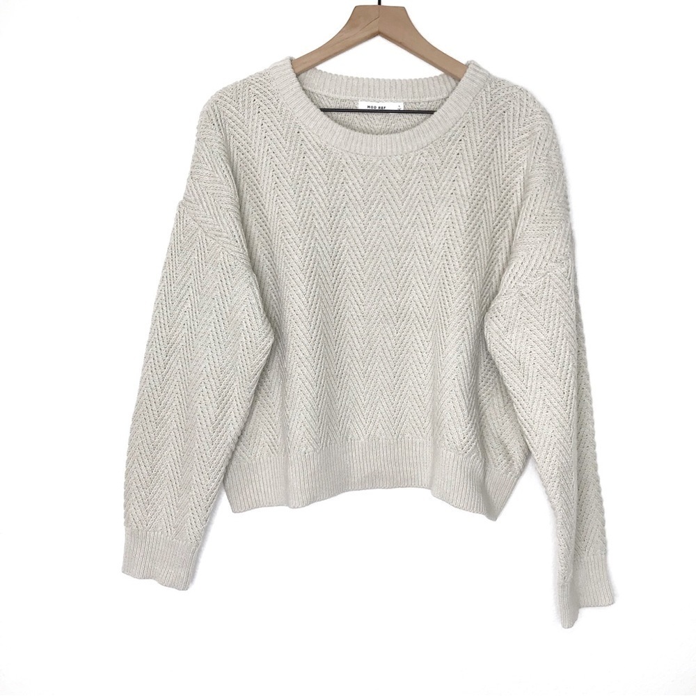 MOD REF Crew Neck Chevron Knit Crop Sweater L